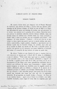 Carlos León, su mejor obra  [artículo] Ignacio Valente.