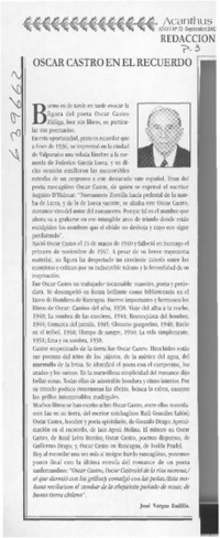 Oscar Castro en el recuerdo  [artículo] José Vargas Badilla