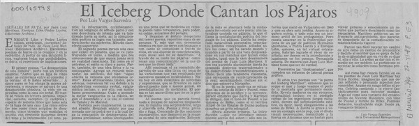 El iceberg donde cantan los pájaros  [artículo] Luis Vargas Saavedra.