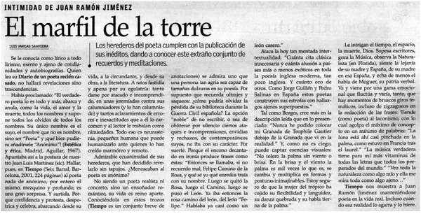 El marfil de la torre Intimidad de Juan Ramón Jiménez