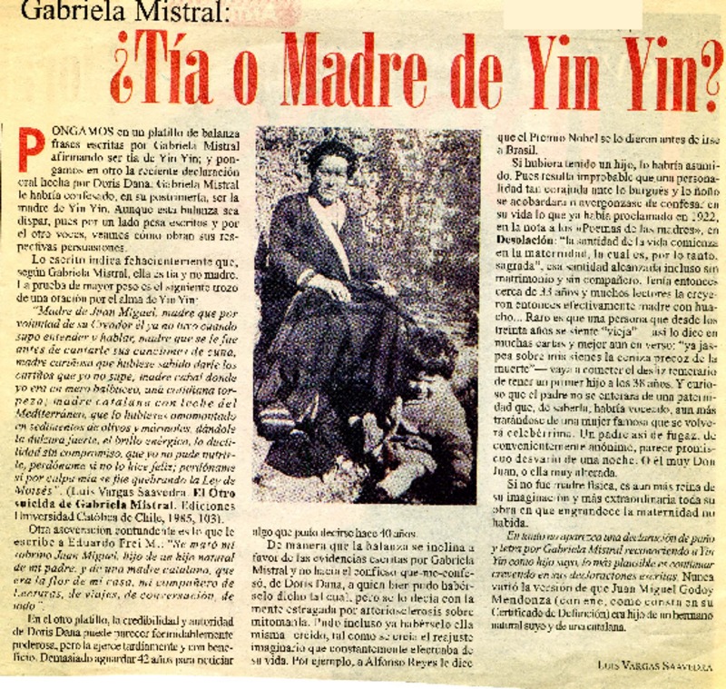 ¿Tía o madre de Yin Yin?  [artículo] Luis Vargas Saavedra
