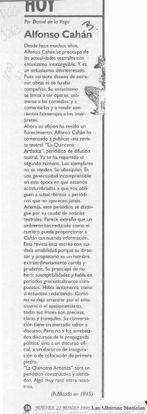 Alfonso Cahan  [artículo] Daniel de la Vega.