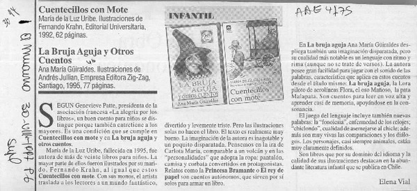 Cuentecillos con mote  [artículo] Elena Vial.