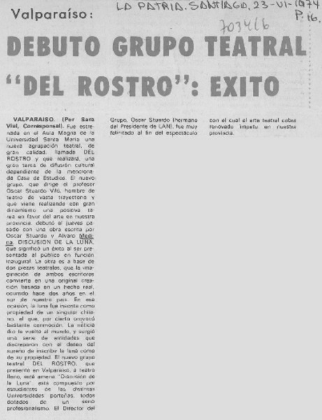 Debutó grupo teatral "Del Rostro": éxito