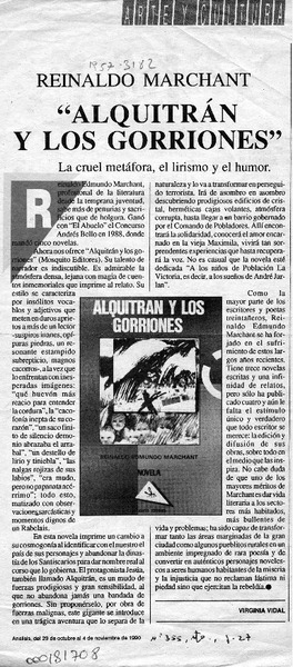 "Alquitrán y los gorriones"  [artículo] Virginia Vidal.