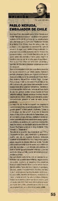 Pablo Neruda, embajador de Chile  [artículo] José Weinstein.