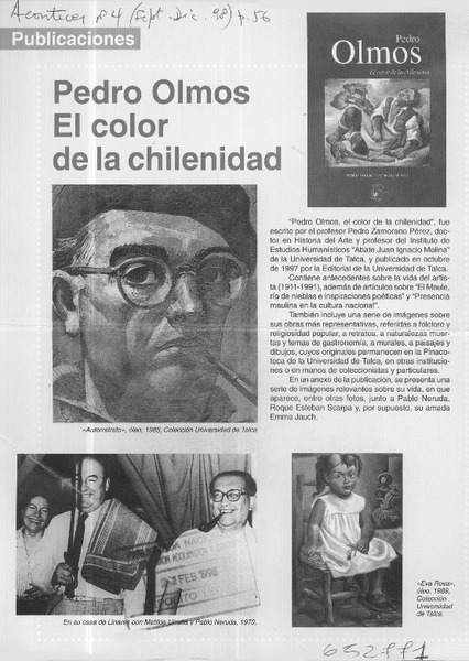 Pedro Olmos, el color de la chilenidad  [artículo]