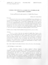 Utopía y ficción en la narrativa temprana de Adolfo Bioy Casares.
