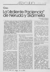 La "Ardiente paciencia" de Neruda y Skármeta