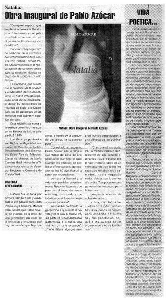 Obra inaugural de Pablo Azócar