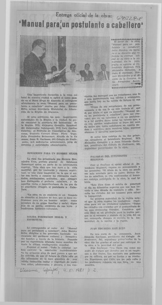 Manual para un postulante a caballero.