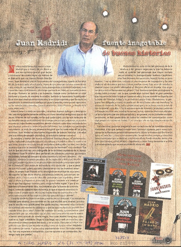 Juan Madrid, fuente inagotable de buenas historias  [artículo].