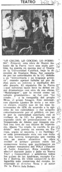 Lo Crudo, lo cocido, lo podrido.