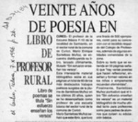 Veinte años de poesía en libro de profesor rural  [artículo].