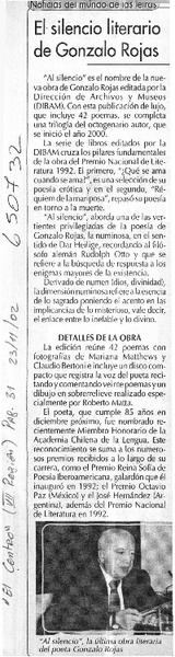 El silencio literario de Gonzalo Rojas  [artículo]