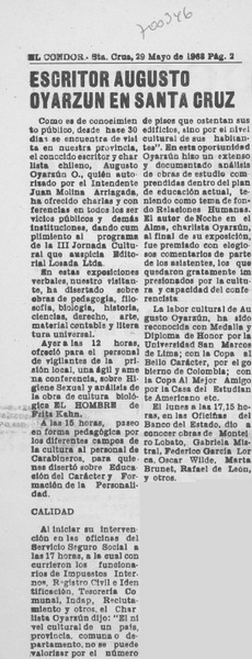 Escritor Augusto Oyarzún en Santa Cruz.