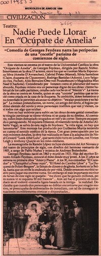 Nadie puede llorar en &#34;Ocúpate de Amelia&#34;  [artículo].