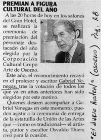 Premian a figura cultural del año  [artículo]