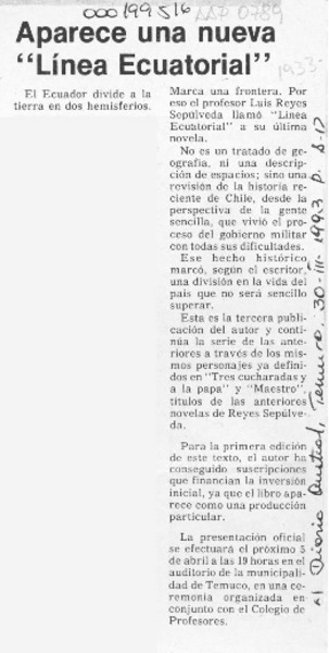 Aparece una nueva "Línea ecuatorial"  [artículo].