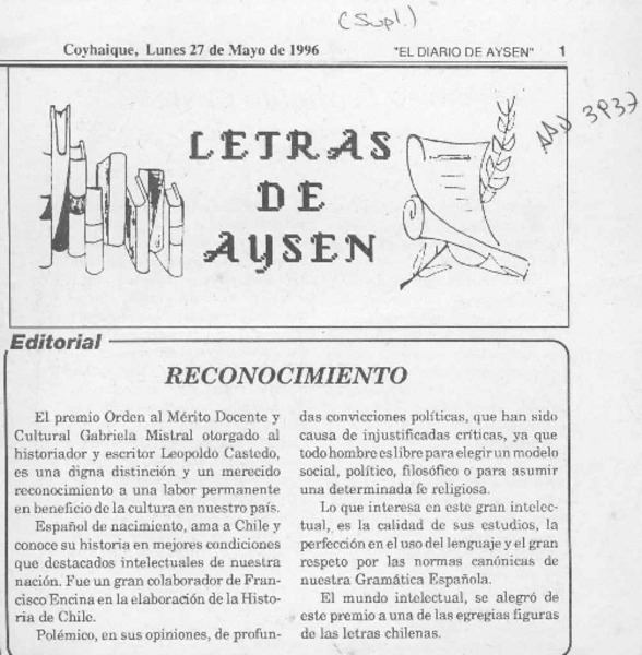 Reconocimiento  [artículo].