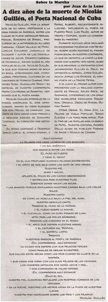 A diez años de la muerte de Nicolás Guillén, el Poeta Nacional de Cuba