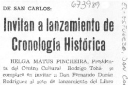 Invitan al lanzamiento de cronología histórica .