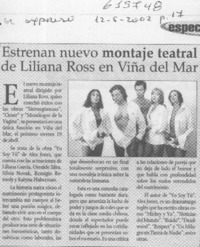 Estrenan nuevo montaje teatral de Liliana Ross en Viña del Mar  [artículo]