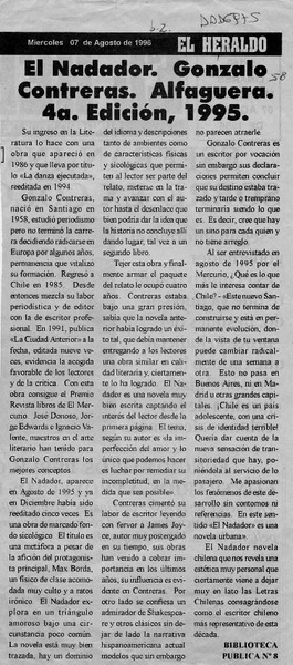 El Nadador, Gonzalo Contreras  [artículo].