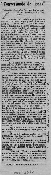 "Conversando de libros"  [artículo].