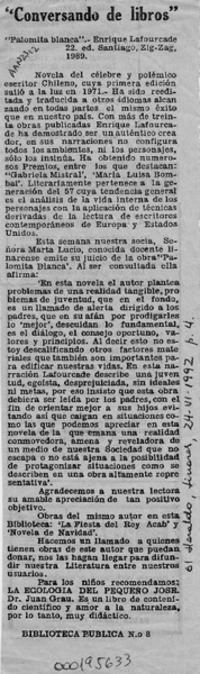 "Conversando de libros"  [artículo].