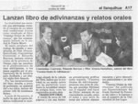 Lanzan libro de adivinanzas y relatos orales  [artículo].