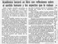 Académico lanzará un libro con reflexiones sobre el sentido humano y los aspectos que lo rodean  [artículo].
