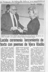 Lucida ceremonia lanzamiento de texto con poemas de Vjera Vladilo  [artículo].