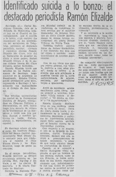 Identificado suicida a lo bonzo, el destacado periodista Rafael Elizalde.