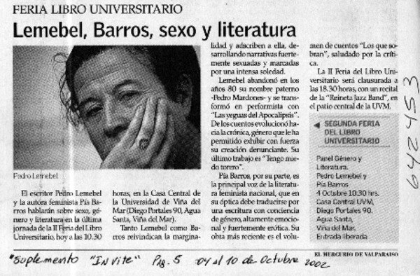 Lemebel, Barros, sexo y literatura  [artículo]