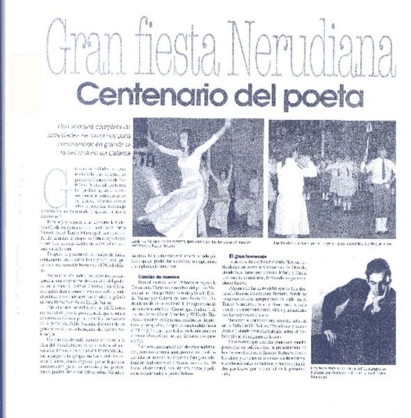 Gran fiesta nerudiana, centenario del poeta