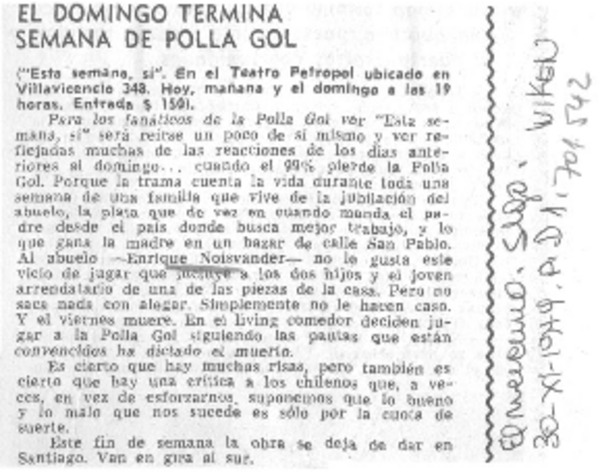 El Domingo termina semana de polla gol.