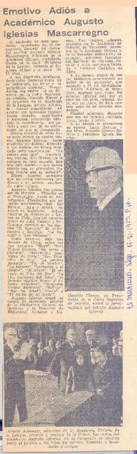 Emotivo adiós a Académico Augusto Iglesias Mascarregno.