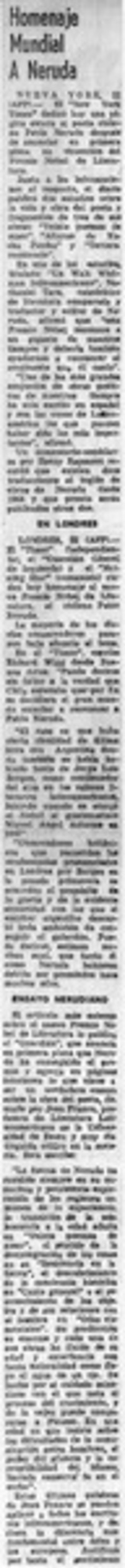 Homenaje mundial a Neruda.