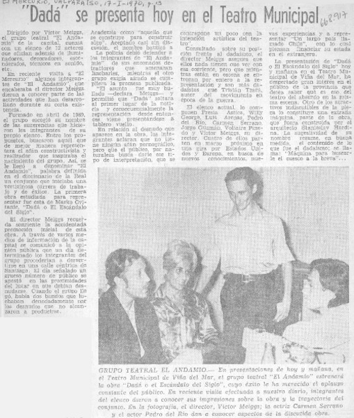 "Dadá" se presenta hoy en el teatro municipal