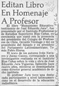Editan libro en homenaje a profesor