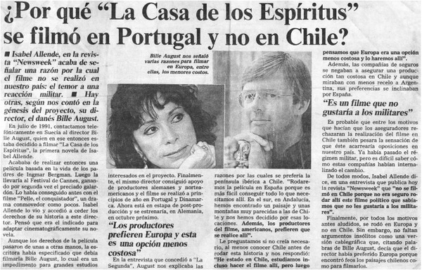 En Alemania estrenarán "La casa de los espíritus"