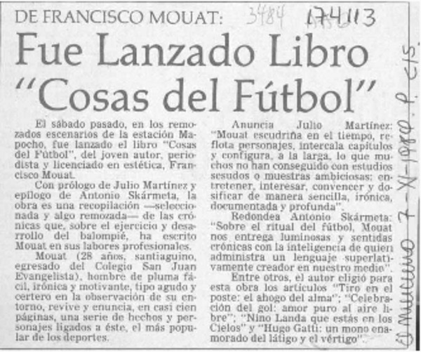Fue lanzado libro "Cosas del fútbol"  [artículo].