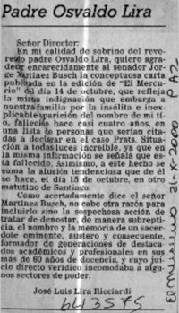 Padre Osvaldo Lira  [artículo] José Luis Lira Ricciardi