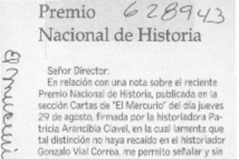 Premio Nacional de Historia  [artículo] Donald Jackson S.