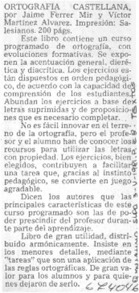 Ortografía castellana.