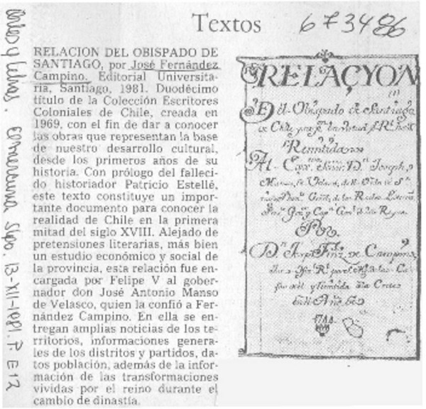 Relación del obispado de Santiago.