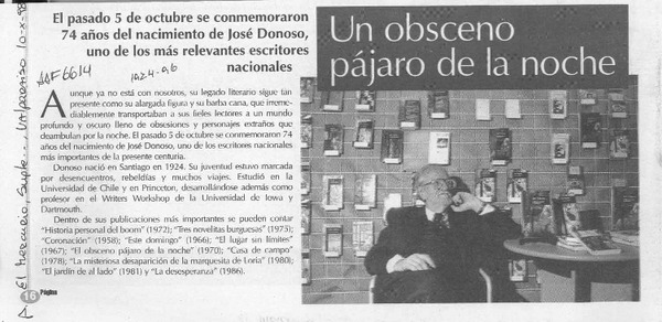 Un Obsceno pájaro de la noche  [artículo].