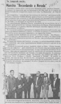 Muestra "Recordando a Neruda".