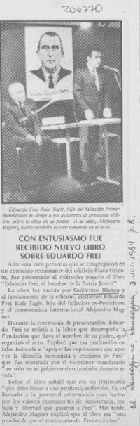Con entusiasmo fue recibido nuevo libro sobre Eduardo Frei